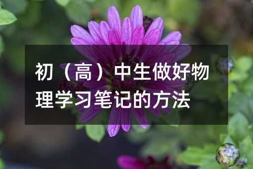 初(高)中生做好物理学习笔记的方法