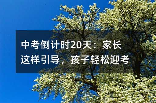 中考倒计时20天:家长这样引导,孩子轻松迎考